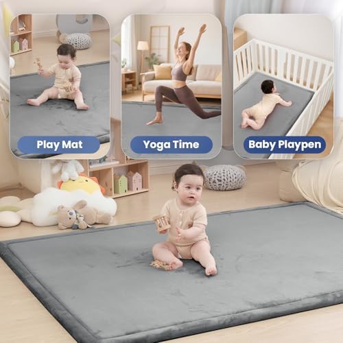 Huloo Sleep 2" Thick Extra Safety Baby Play Mat for Floor,(Dark Grey) - Image 6