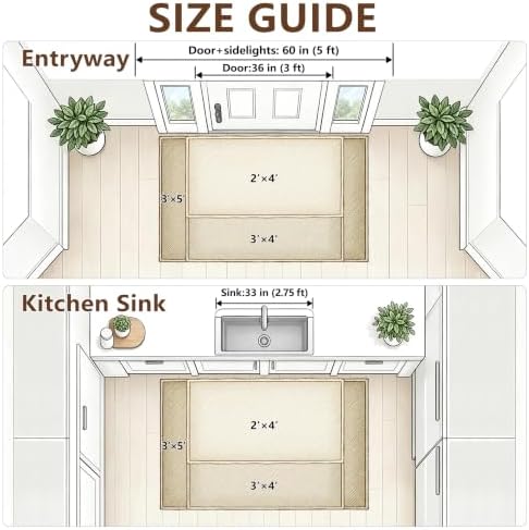 Entryway Runner Rug 2x4ft,Non Slip Carpet Runner,Brown - Image 3