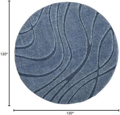 SAFAVIEH Florida Shag Collection Area Rug - 10' Round, Light Blue & Blue, Non-Shedding, 1.2-inch Thick, Ideal for Living Room, Bedroom, Home Office, Dining Space (SG471-6065-10R) - Image 2