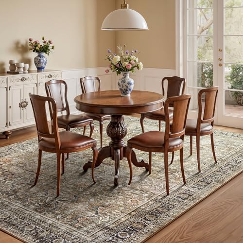 6x9 Area Rugs for Living Room, Non-Slip Washable Brown Vintage Carpet - Image 2
