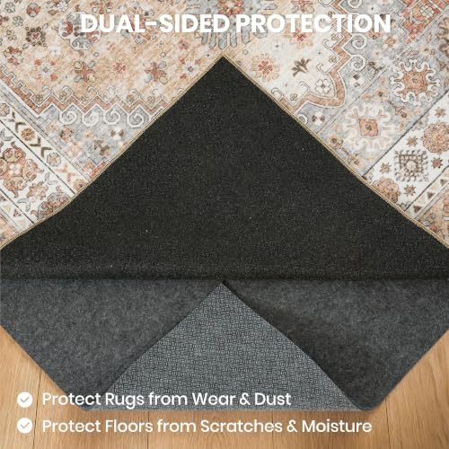 zesthome Rug Pad 5x7-1/4 Thick, Felt and Rubber Backing, Under Area Rug Protective Cushioned Pads, Keep Rugs Safe and in Place, Non Slip Rug Pads for Hardwood Floors and Finishes(5'x7', Black) - Image 3