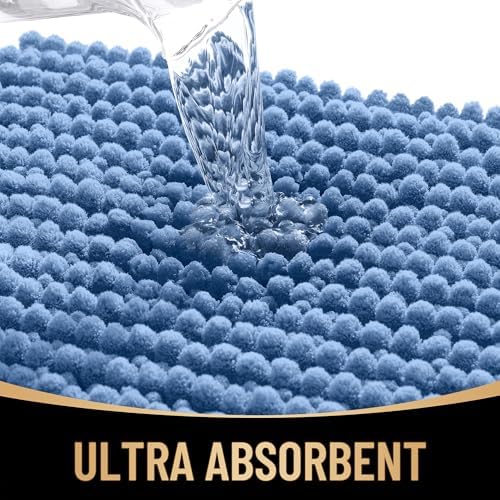 OLANLY Thick Chenille Small Bathroom Rugs Mats 24x16, Cornflower Blue - Image 3