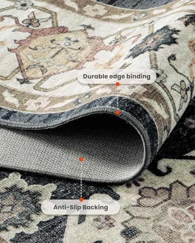 Amada Vintage Washable Area Rug,9'x12',Black/Brown - Image 4