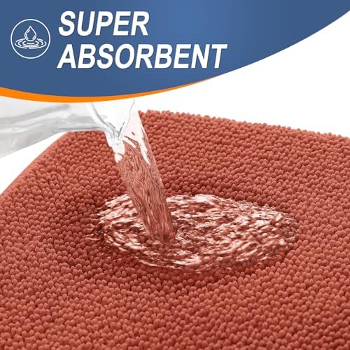 OLANLY Thick Memory Foam Small Bathroom Rugs Mats 24x16, Rustic Terracotta - Image 3