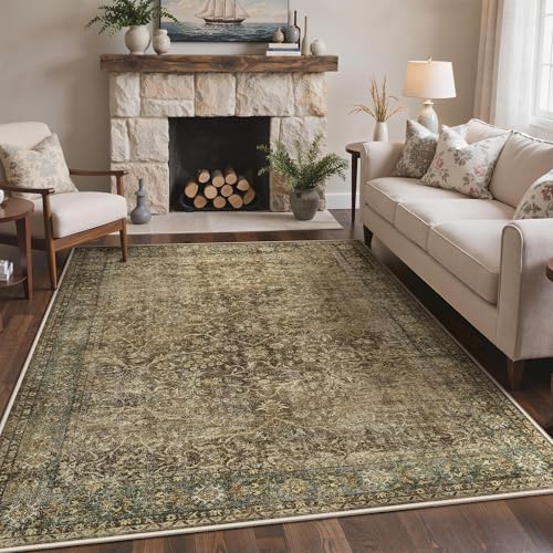 Bavni 2'6" x 6' Kitchen Runner Rug, Washable Non Slip, Brown Olive - Image 3