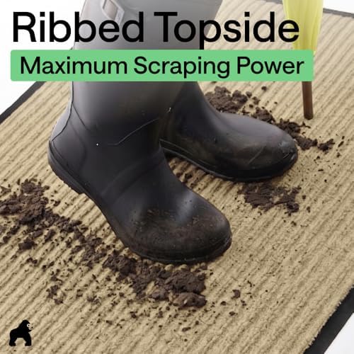 GORILLA GRIP Traffic Guard Indoor Outdoor Heavy Duty Door Mat, 35x23 Beige - Image 4