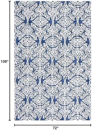SAFAVIEH Blossom Collection Area Rug - 6' x 9', Navy & Ivory, Handmade Wool, Ideal for High Traffic Areas in Living Room, Bedroom (BLM112N) - Image 2