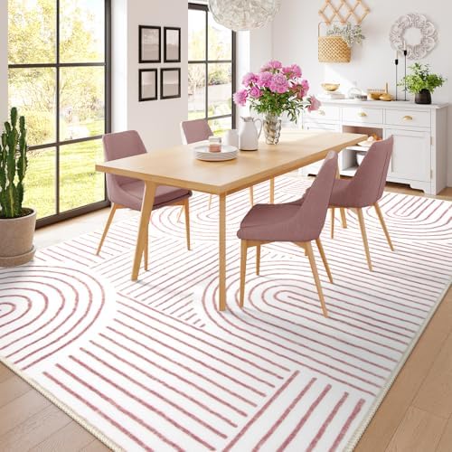 Lahome Abstract 6x9 Pink Rugs for Girls Room, Soft Washable Living Room Rug - Image 5