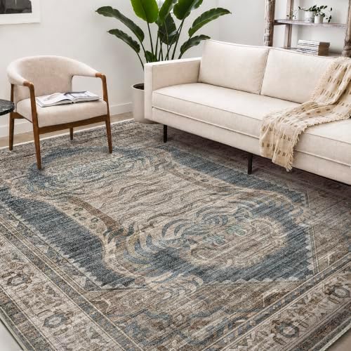 CHAMPLANT Washable Area Rug 9'x12' Retro Boho Design Non-Shedding Easy Care Ideal for High Traffic Areas in Living Room Bedroom Office Coffee Table Kitchen Large Carpet - Image 2