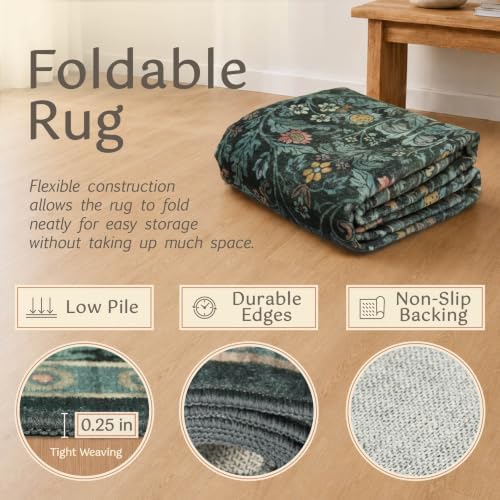 Farmhouse 3x4 Rug for Entryway Indoor, Non Slip Dark Green Washable Kitchen Floor Mats, Low Pile Funky Bedroom Carpet, Dark Academia Rug - Image 4