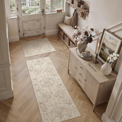 2 Piece Beige Neutral Kitchen Rug Set - Image 2