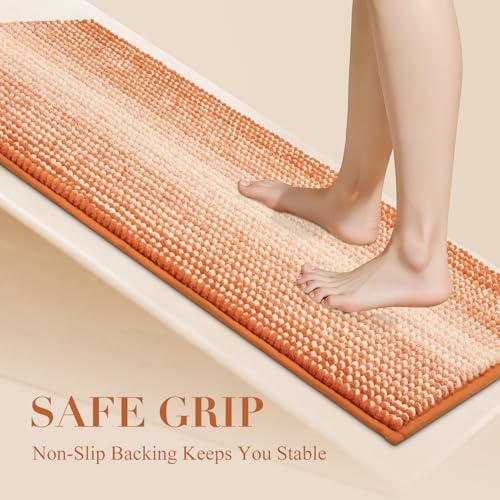 BSICPRO Large Bathroom Rugs Runner, 20x47 Chenille Bath Mat, Pumpkin Orange - Image 4