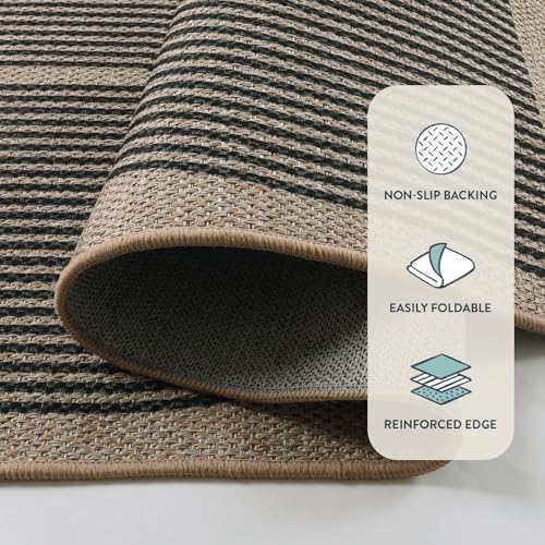 Lahome Modern Rainbow Easy Jute Rug, Washable Rugs 5x7 for Living Room Bedroom Black Farmhouse Indoor Outdoor Patio Carpet, Contemporary Natural Throw Mat Non Slip Carpet for Office RV - Image 4