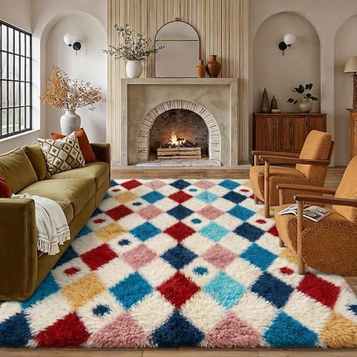 PureCozy Soft Shag Rug 9x12 Living Room High Pile Non-Slip Fluffy Carpet by PureCozy