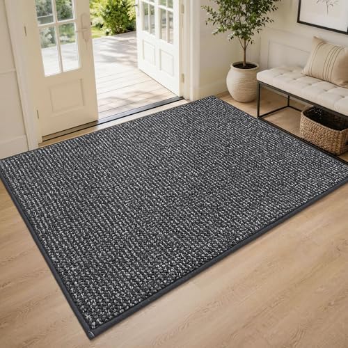 BEQHAUSE Dirt Trapper Door Mat 48"x72", Non-Slip Washable Doormat, Charcoal by BEQHAUSE