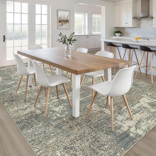LOONGRUG 10x12 Area Rug Washable Neutral Modern Living Room Rug Green Brown - Image 5