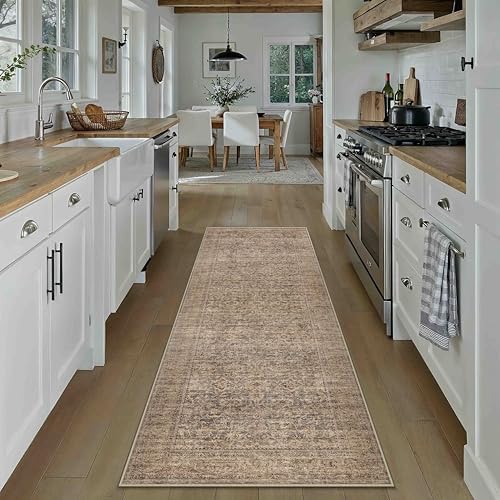 PureCozy Brown Runner Rug 2x6 Vintage Retro Distressed - Image 2