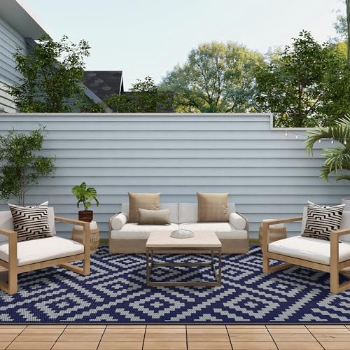 GENIMO Outdoor Rug, Waterproof Plastic Rugs for Patio, 6'x9' Blue Grey - Image 5