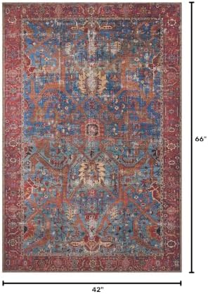 Loloi Loren Blue/Red 3'-6" x 5'-6" Accent Rug - Image 3