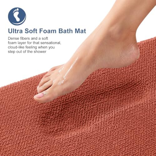 OLANLY Thick Memory Foam Small Bathroom Rugs Mats 24x16, Rustic Terracotta - Image 2