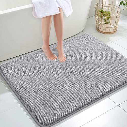 OLANLY Thick Memory Foam Large Bathroom Rug 40x32, Absorbent Bath Mat, Grey by OLANLY
