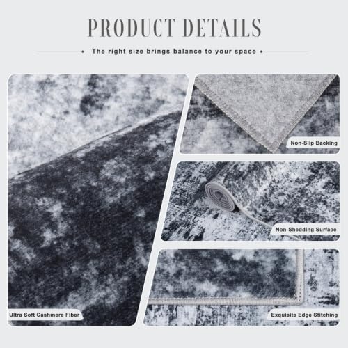 2x3 Washable Entryway Rug: Modern Abstract Indoor Carpet Black - Image 7