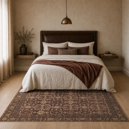 Rugxara Red Area Rugs 5x7 Washable Oriental Rug for Living Room Bedroom - Image 3
