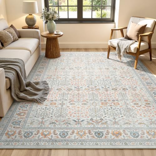 Lofus 5x7 Washable Area Rug for Living Room, Non-Slip Beige Boho Carpet by Lofus