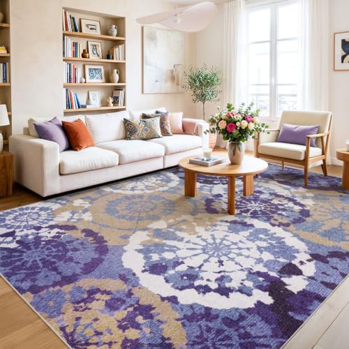 Boho Modern 6x9 Area Rug, Washable Non-Slip Low-Pile Abstract Rugs - Image 3