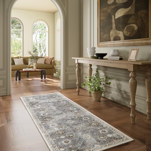 Washable Runners for Hallways Kitchen Rugs: 2'6"x8' Runner Rug Stain Resistant Non Slip Low Pile Soft Carpet Runners for Hallways Indoor Entryway Kitchen Laundry Room Bedroom Bathroom Farmhouse - Image 6