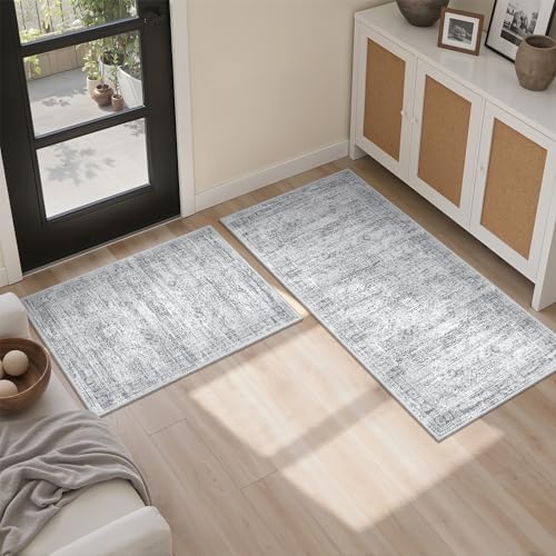 Kitchen Rugs Sets of 2, 2x3 2x4 Rug Runner,Grey - Image 4