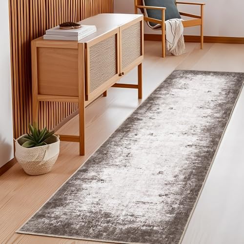 GarveeHome Entryway Rug 2.5x8 Washable Modern Abstract Small Brown by GarveeHome