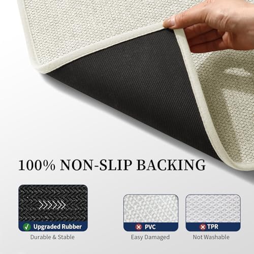YIHOUSE Beige Bathroom Rugs Sets 4 Piece, Quick Dry Thin Bath Mat with Toilet Rug, Non Slip Absorbent Machine Washable, Bath Runner Rugs for Bathtub Sink Home Decor - Image 5