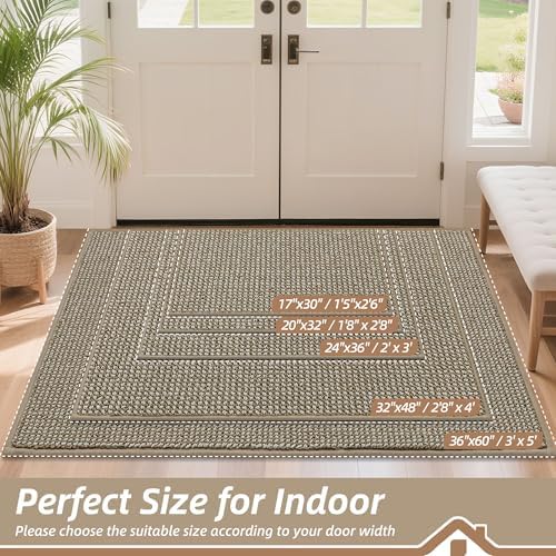 BEQHAUSE Dirt Trapper Door Mat 17" x 30", Non-Slip Doormats, Light Beige - Image 2
