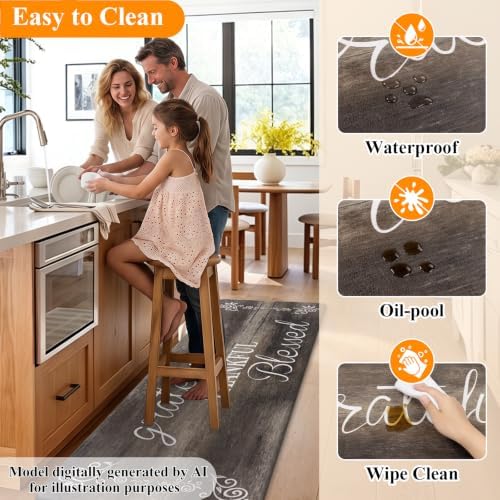 HEBE Anti Fatigue Kitchen Mat Set of 2, Cushioned Kitchen Mats for Floor - Image 6
