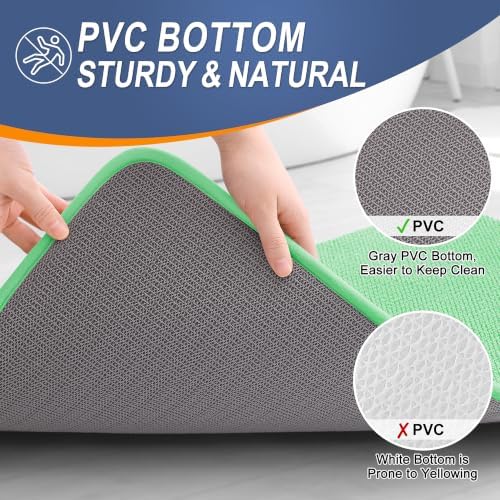 OLANLY Memory Foam Small Bathroom Rug 24x16, Absorbent Bath Mat, Mint Green - Image 4