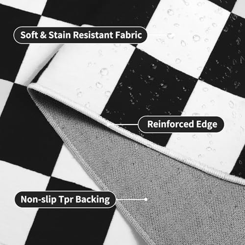 Terrug Black and White Checkered Rug for Entryway, 2x3 Small Area Rugs - Image 5