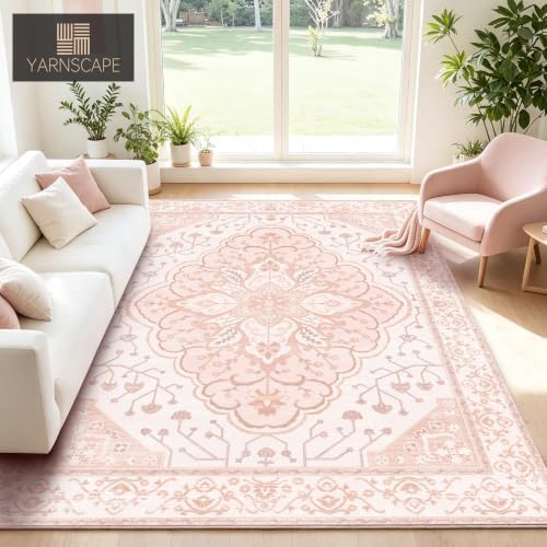 YARNSCAPE 6' x 9' Machine Washable Area Rug, Non-Slip Low-Pile Carpet - Image 4