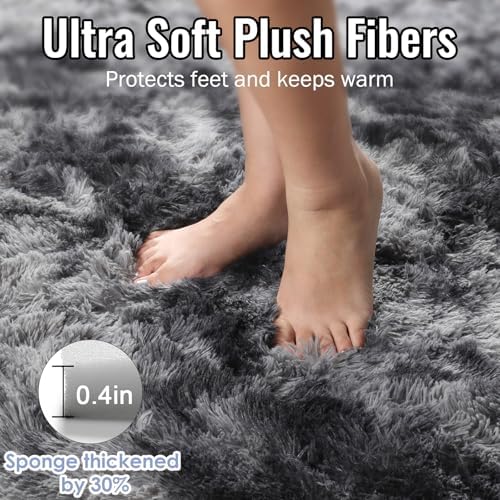 PAGISOFE Area Rugs 9x12 Living Room,Large Dark Grey Shag Rugs for Bedroom, Extra Large Thick Gray Fluffy Nursery Carpet Boys Girls Dorm Rugs for Kids Room Home Decor Aesthetic,Playroom Classroom Men - Image 2