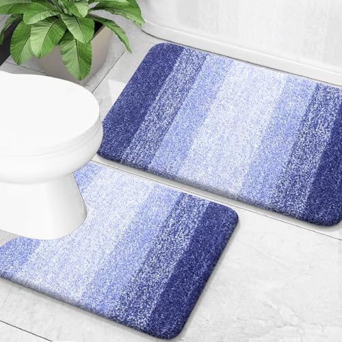 OLANLY Micorfiber Bathroom Rug Set 2 Piece, Soft Bath Mats, Blue-Violet by OLANLY