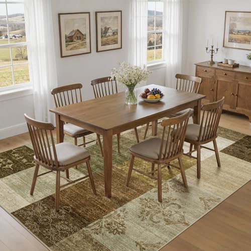 UERMEI 10x12 Area Rug for Living Room - Washable Neutral Modern Abstract Carpet, Non-Slip Soft Large Indoor Floor Rugs for Bedroom Home Office & Under Dining Table Decor, Brown/Green - Image 3