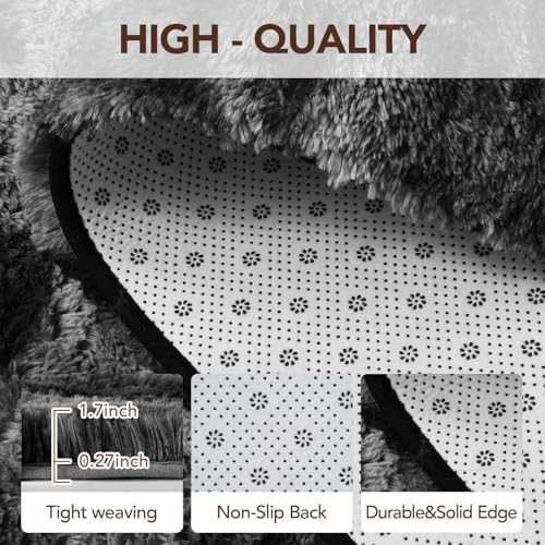 9x12 Non-Slip Fluffy Area Rugs For Living Room (Tie-dye Striped Black) - Image 6