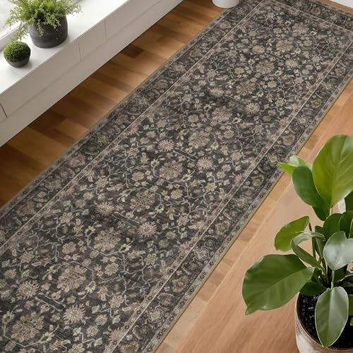 KUTA Vintage Washable Long Hallway Runner Rug 2.6x16 Brown Kitchen Rug - Image 4