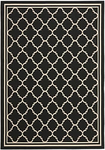 SAFAVIEH Courtyard Outdoor Area Rug 4'x5'7", Black & Beige CY6918-226 - Image 2