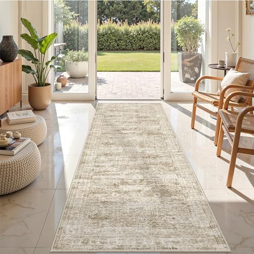 2'6 x 8' Runner Rug Non Slip,Washable Kitchen Rugs,Brown - Image 5