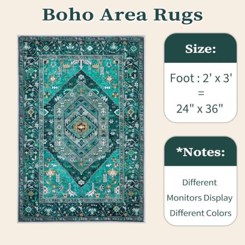 SERISSA 2x3 Washable Non Slip Boho Small Area Rug for Entryway，Teal - Image 6