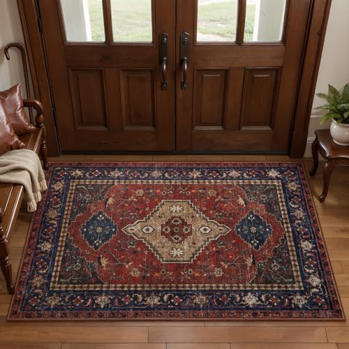 Tangsoo Oriental 2x3 Washable Rugs for Entryway, Non Slip Small Area Rug by Tangsoo