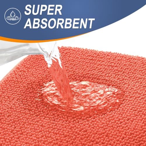 OLANLY Thick Memory Foam Bathroom Rugs 30x20, Absorbent Bath Mat, Coral - Image 3