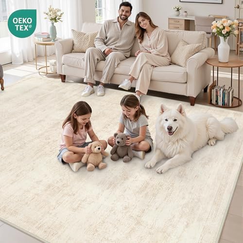 10x12 Area Rugs Living Room: Bedroom Washable Carpet Retro Beige - Image 7