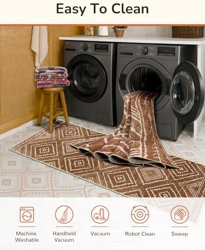 BESTSWEETIE 10'x14' Washable Area Rug for Living Room Bedroom Yellowbrown - Image 5